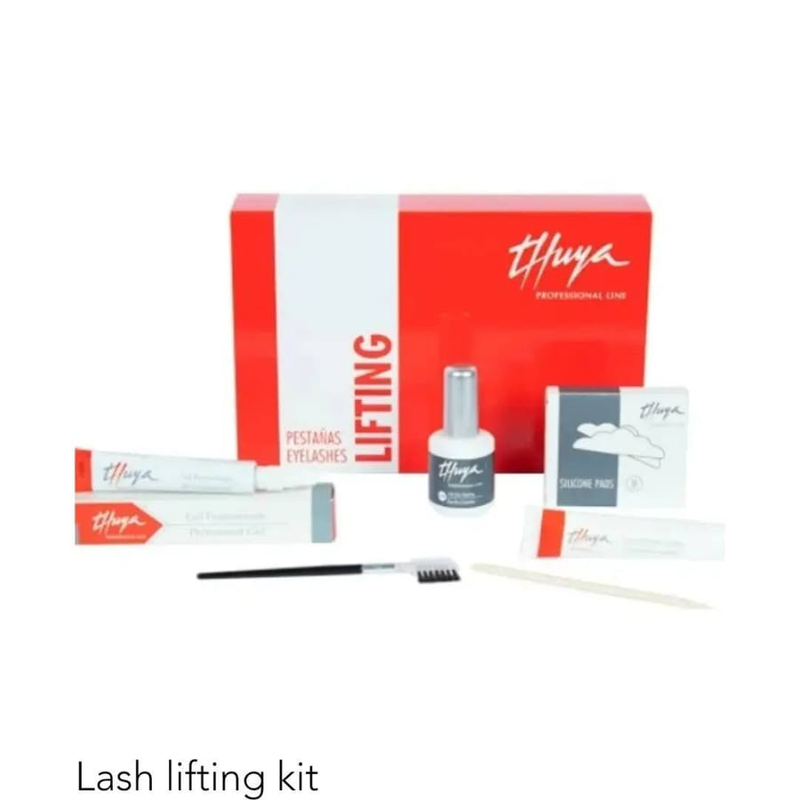 Thuya Lash Lifting kit i rød eske med lim og pensel